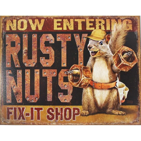Plaque métal publicitaire 30x40cm plate : RUSTY NUTS.