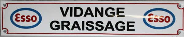 Plaque émaillée : VIDANGE GRAISSAGE ESSO – Image 2