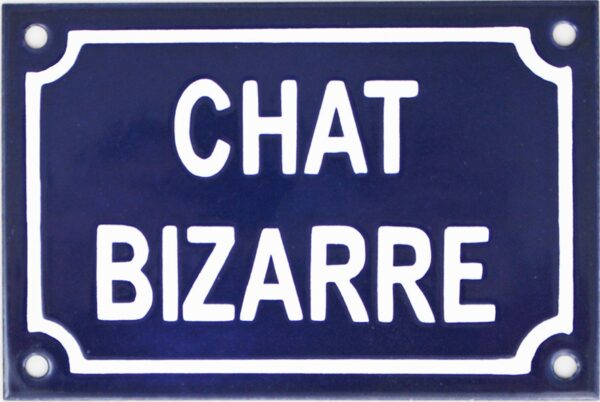 Plaque humoristique émaillée 10x15cm : CHAT BIZARRE. – Image 2