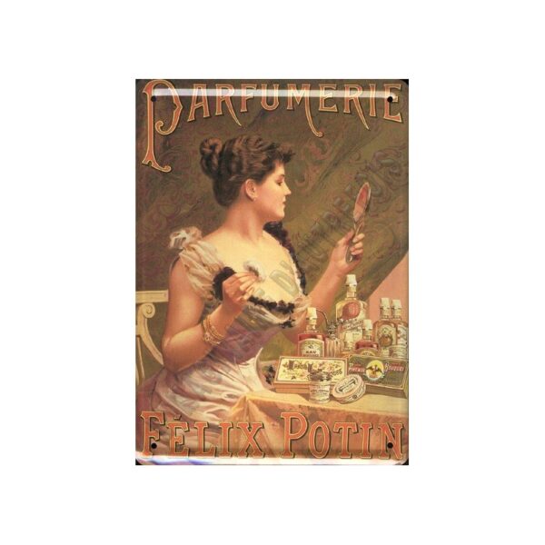 Plaque métal publicitaire 15x21cm bombée : Parfumerie Félix Potin