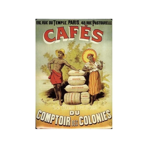 Plaque métal publicitaire 15x20cm plate : Cafés des colonies