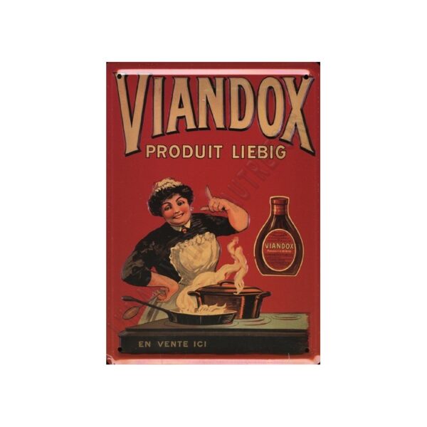 Plaque métal publicitaire 15x21cm bombée : Viandox Liebig