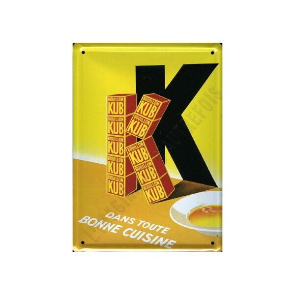 Plaque métal publicitaire 15x21cm bombée : Bouillon KUB