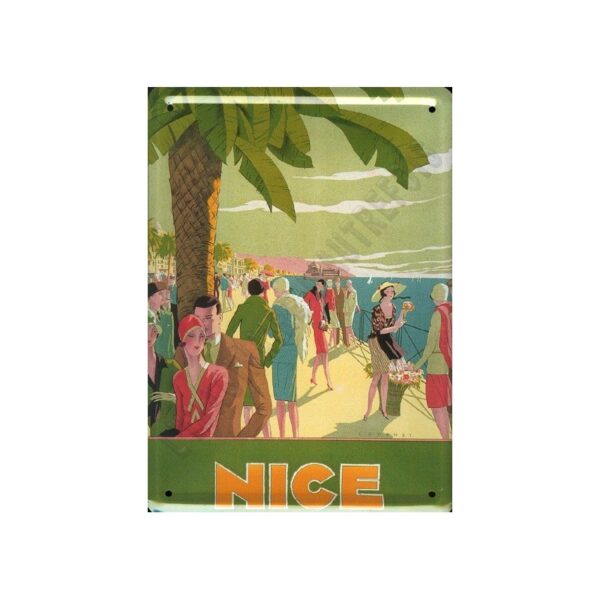 Plaque métal publicitaire 15x21cm bombée : NICE PROMENADE