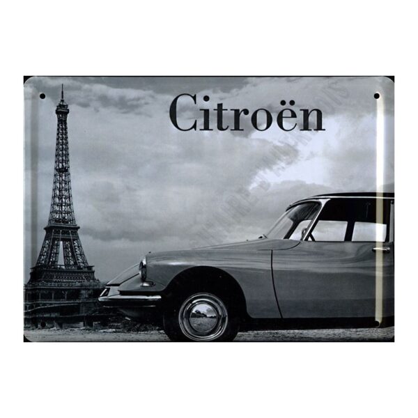 plaque métal publicitaire plate 15 x 21cm : Citroën DS.