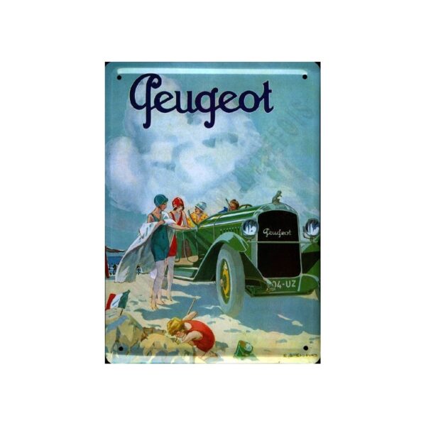 plaque métal publicitaire bombée 15 x 21cm : Automobile PEUGEOT.
