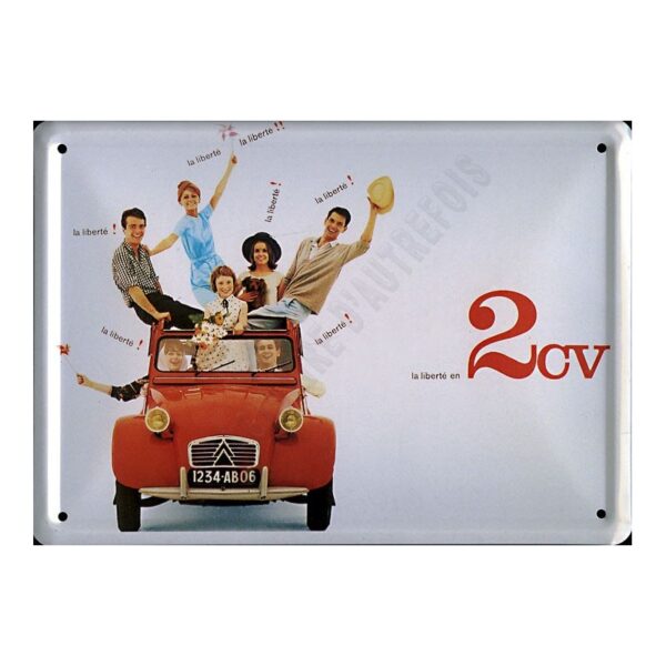 plaque métal publicitaire plate 15 x 21cm : CITROËN 2CV.