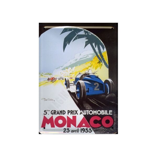 plaque métal publicitaire bombée 15 x 21cm : MONACO 23 avril 1933.