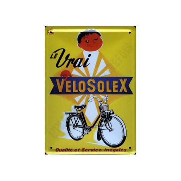 plaque métal publicitaire bombée 15 x 21cm : Le vrai VÉLOSOLEX