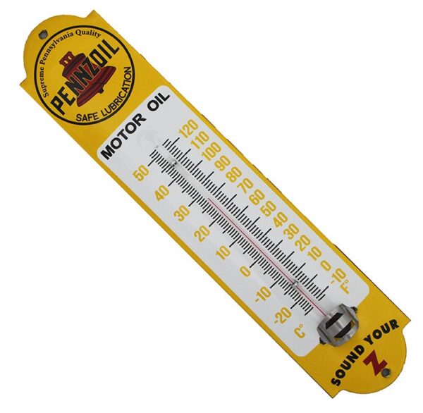 Thermomètre émaillé bombé hauteur 30cm PENNZOIL – Image 2