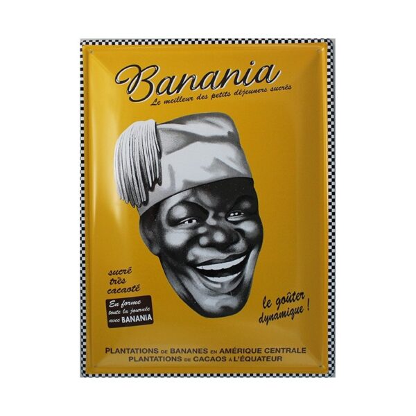 Plaque métal publicitaire 30 x 40 cm bombée : BANANIA LE GOÛTER DYNAMIQUE.