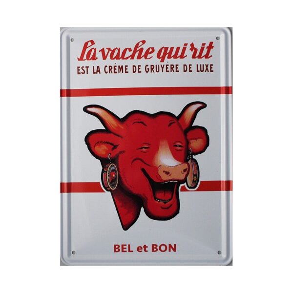 Plaque métal publicitaire 15x21cm bombée : La Vache qui Rit Bel et Bon