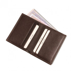 Protège cartes Barrière RFID 6 cartes & poches billets Cuir Marron Foncé