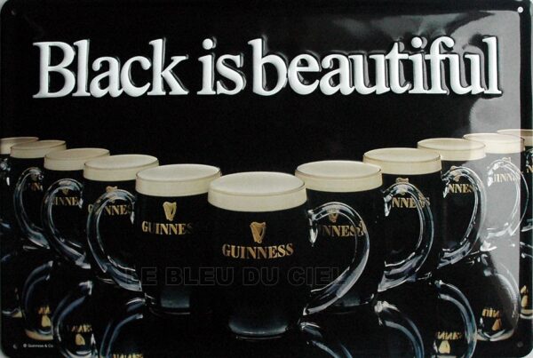 Plaque métal publicitaire 20x30cm cm bombée en relief : GUINNESS Black is Beautiful. – Image 2