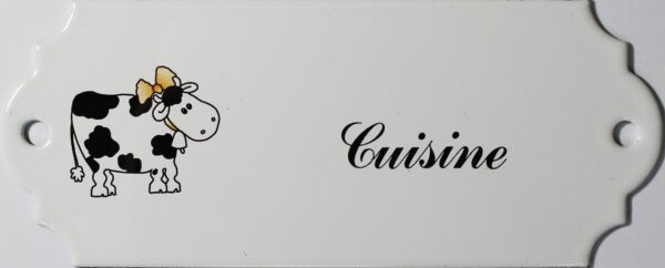 Plaque de porte émaillée décor vache : Cuisine – Image 2
