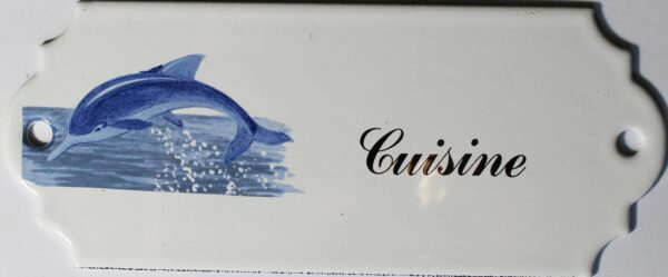 Plaque de porte émaillée décor dauphin : Cuisine – Image 2