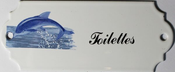 Plaque de porte émaillée décor dauphin : Toilette – Image 2