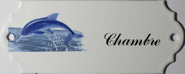 Plaque de porte émaillée décor dauphin : Chambre – Image 2