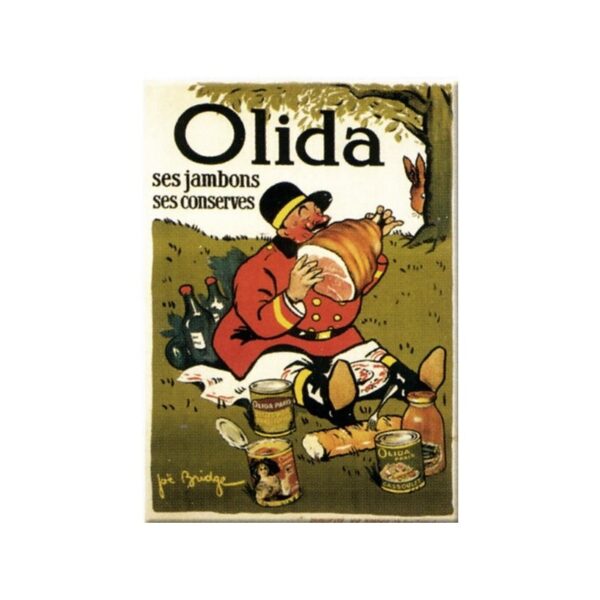 Plaque métal publicitaire 15x20cm plate : OLIDA ses Jambons, ses Conserves