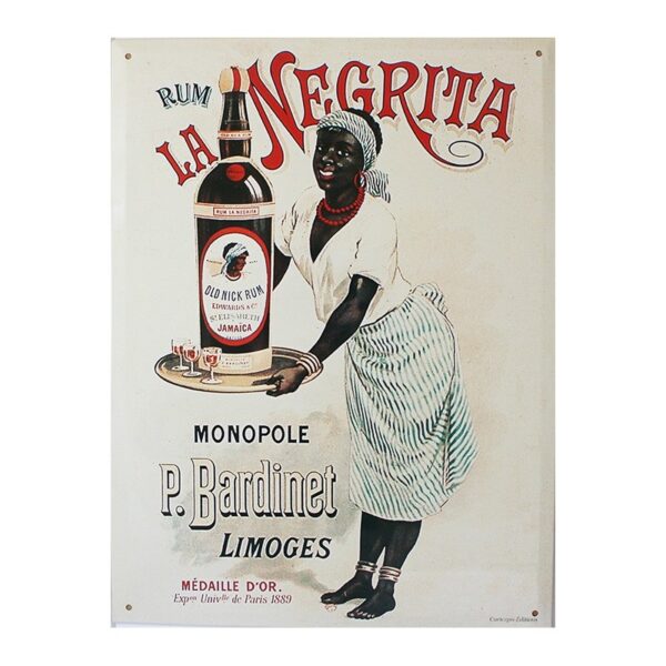 Plaque métal publicitaire 30x40 cm plate : Rhum Négrita