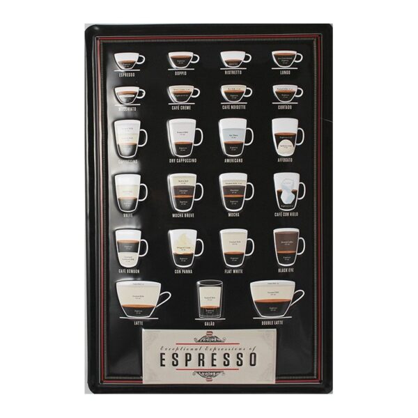 Plaque métal publicitaire 20x30cm bombée en relief : ESPRESSO