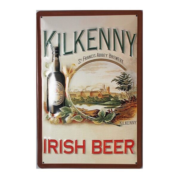 Plaque métal publicitaire 20x30cm bombée en relief : KILKENNY IRISH BEER