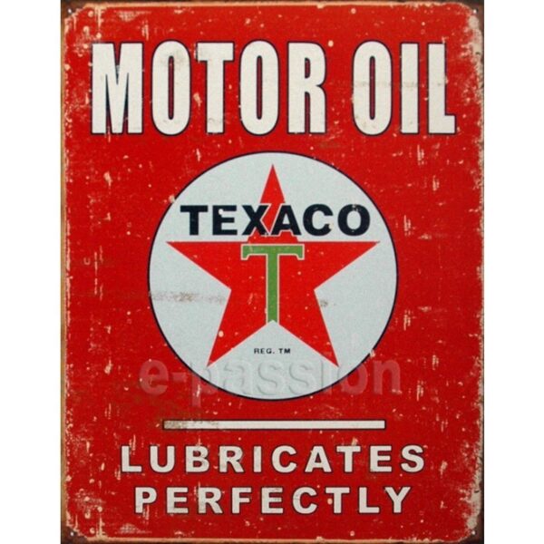 Plaque métal publicitaire 30x40cm plate : TEXACO Lubricates Perfectly