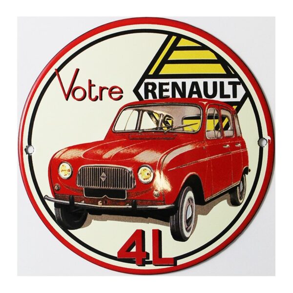 Plaque émaillée : RENAULT 4L
