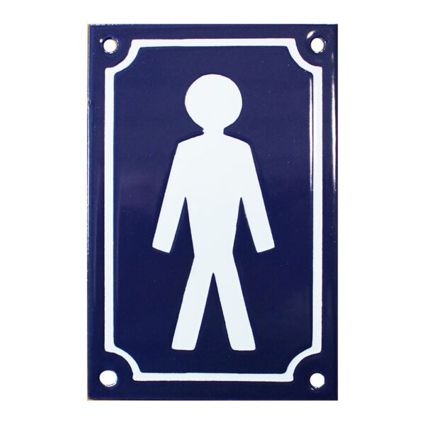 Plaque de rue émaillée de 10x15cm plate, faite au pochoir: TOILETTES HOMME