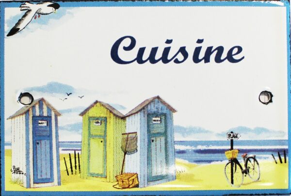 Plaque de porte émaillée plate de 10,5 x 7cm décor plage : CUISINE – Image 2