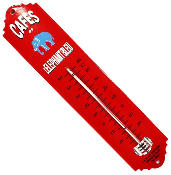 Thermomètre émaillé bombé hauteur 30cm : CAFÉS DE L' ÉLÉPHANT BLEU – Image 2