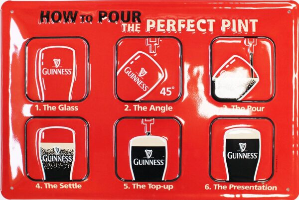 Plaque métal publicitaire 20x30cm bombée en relief : How to Pour the PERFECT PINT – Image 2