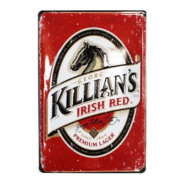 Plaque métal publicitaire 20x30cm bombée en relief : KILLIAN'S IRISH RED