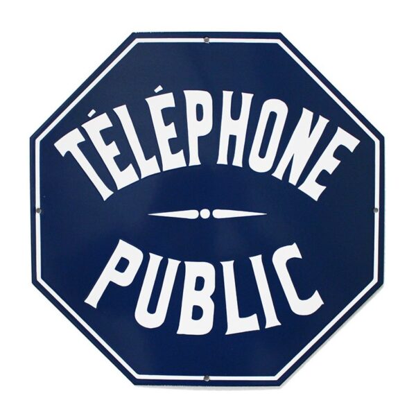 plaque de rue émaillée : TÉLÉPHONE PUBLIC