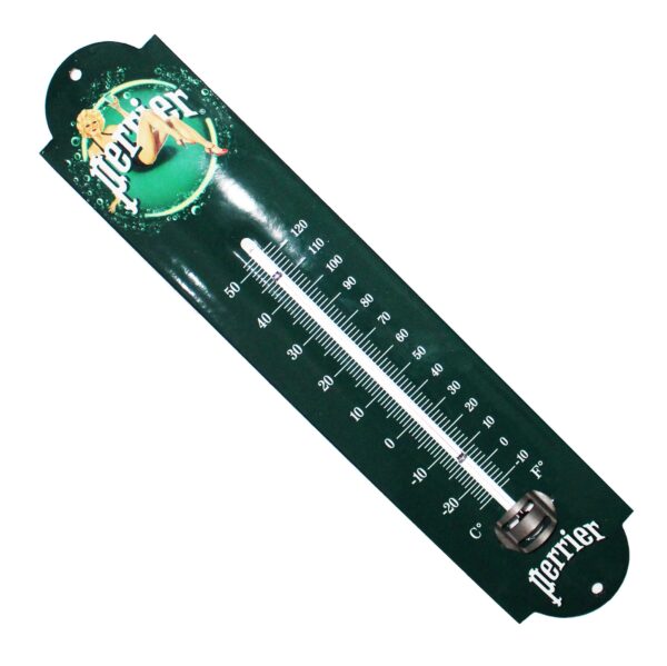 Thermomètre émaillé bombé hauteur 30cm : PERRIER – Image 2