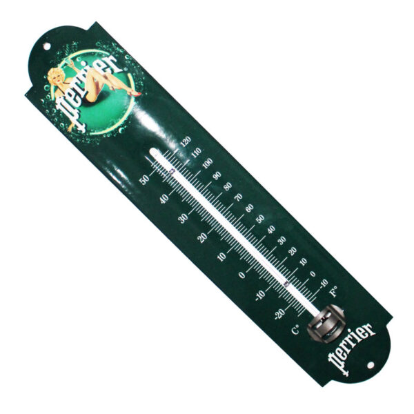 Thermomètre émaillé bombé hauteur 30cm : PERRIER