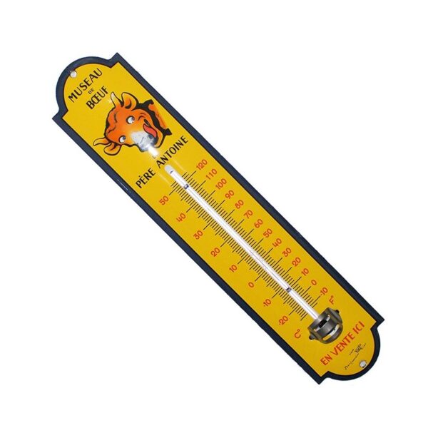 Thermomètre émaillé bombé hauteur 30cm : MUSEAU DE BOEUF