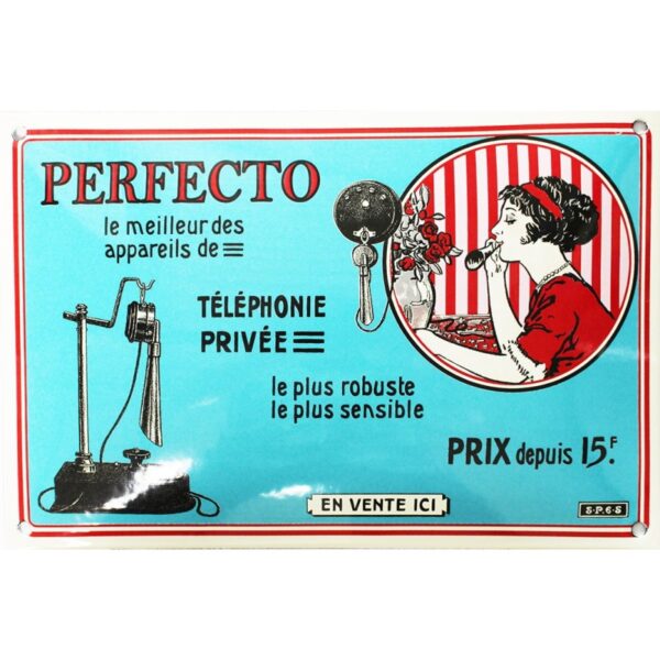 plaque émaillée : TÉLÉPHONE PERFECTO