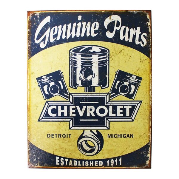 Plaque métal publicitaire 30x40cm plate : GENUINE PARTS CHEVROLET