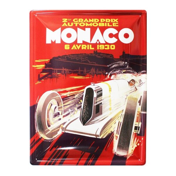 Plaque métal publicitaire bombée 30 x 40 cm : Monaco Grand Prix 1930