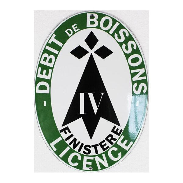 Plaque émaillée Licence Débit Boisson Finistère (décoration, sans repiquage)