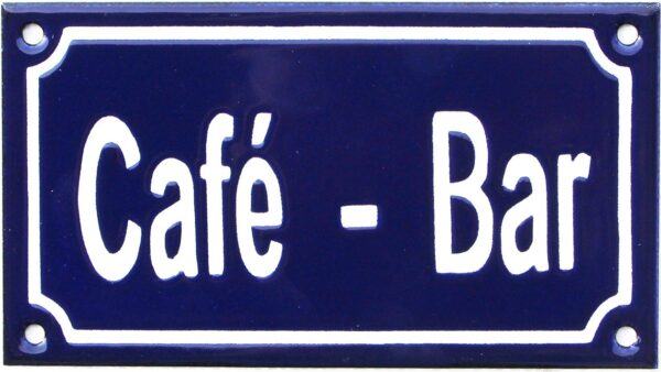Plaque émaillée de 10x18cm plate, faite au pochoir : CAFÉ - BAR. – Image 2
