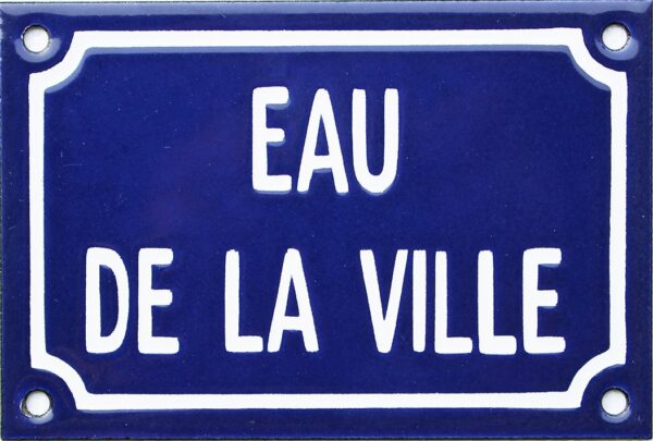 Plaque de rue émaillée de 10x15cm faite au pochoir : EAU DE LA VILLE – Image 2