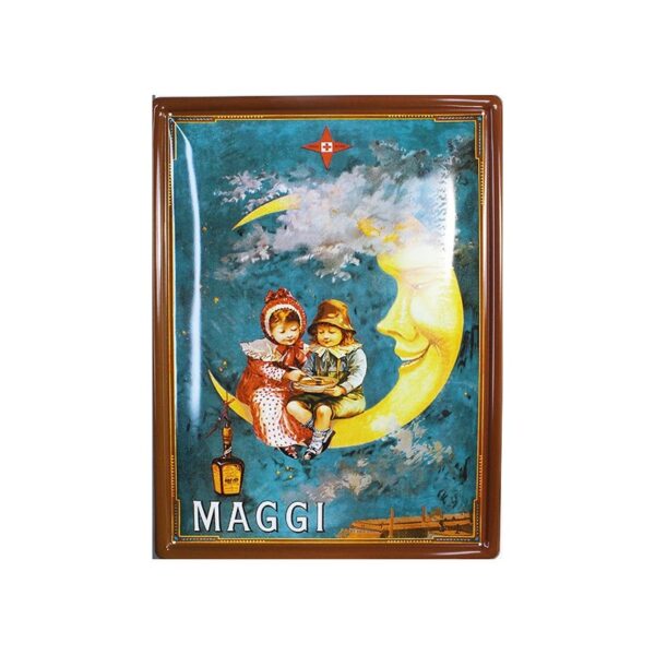 Plaque métal publicitaire 30x40 cm bombée : MAGGI LUNE