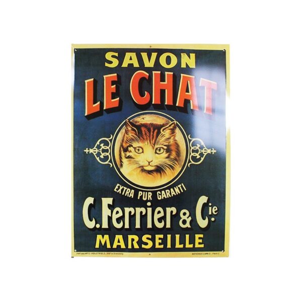 Plaque métal publicitaire 30x40 cm plate : Savon Le Chat, Marseille