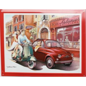 Plaque publicitaire métal 30x40cm plate relief : Fiat 500