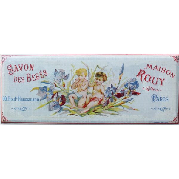 Plaque métal publicitaire 17,5 x 45 cm : Savon des Bébés maison ROUY