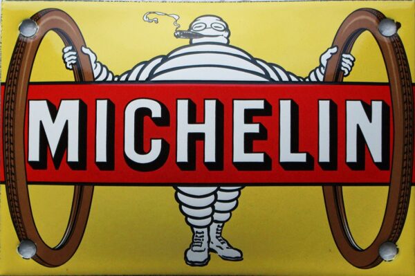 Plaque émaillée, bombée, Michelin trace la Route de 10x15cm – Image 2