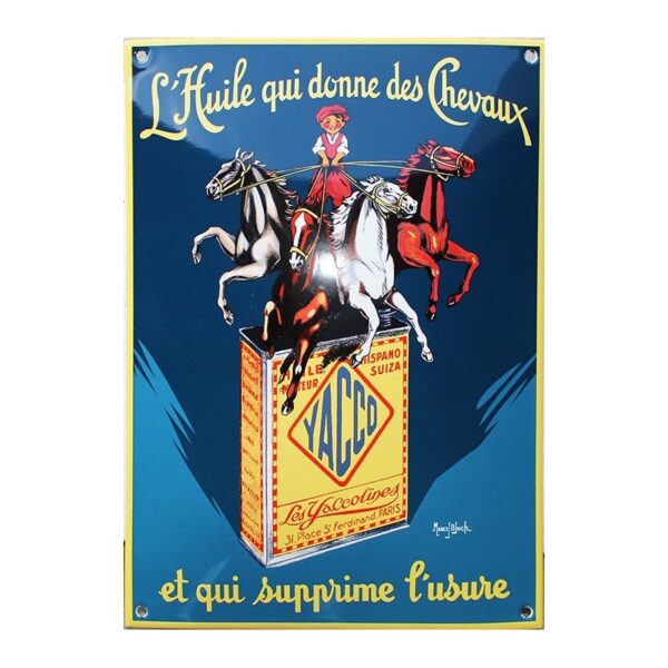 Plaque émaillée : YACCO LES CHEVAUX