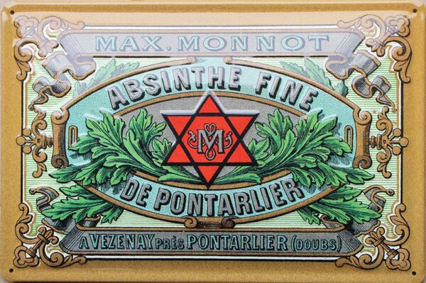 Plaque métal publicitaire 20x30 cm bombée en relief : Absinthe de Pontarlier – Image 2